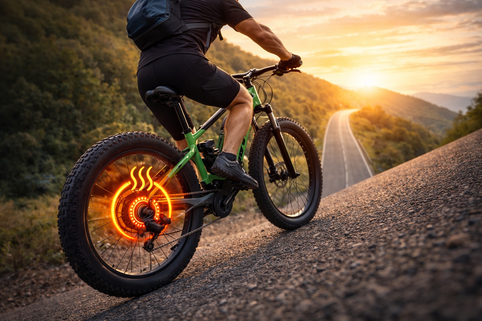 um ciclista Subindo uma Ladeira Íngreme de Bike Elétrica sem Forçar o Motor