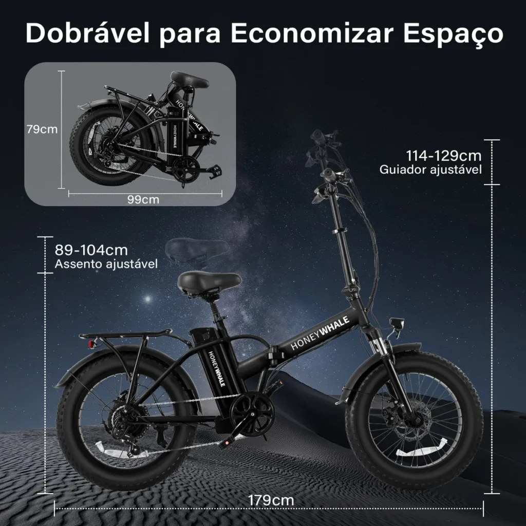 Bicicleta Elétrica Dobrável Honeywhale F6 790w